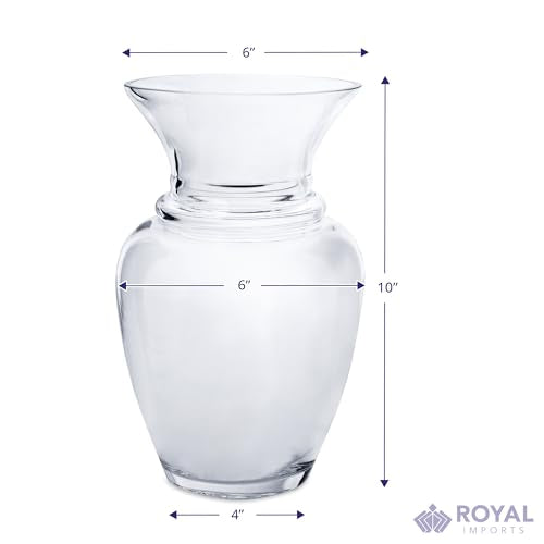 Royal Imports Glass Flower Vase Clear Modern Decorative Centerpiece Urn Wide Mouth Classic Everyday Rose Gathering Wedding Table Bouquet Holiday-Stripes