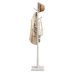 VASAGLE Solid Wood Coat Rack, Free Standing Hall Coat Tree with 8 Hooks, 3 Height Options, for Coats, Hats, Bags, Purses, for Entryway, Hallway, Rubberwood Hooks and Pole, Cappuccino Beige URCR010K01 - color: Cappuccino Beige, style: Square Base + Cylindr
