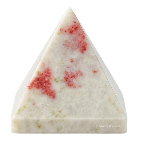 Amazing Gemstone Cinnabarite Pyramid Crystal Healing Stones - 2" Great Pyramid Figurine of Natural Stone Pyramid for Meditation, Reiki, Chakra Balancing and Crystal Pyramids Grid - color: Cinnabarite