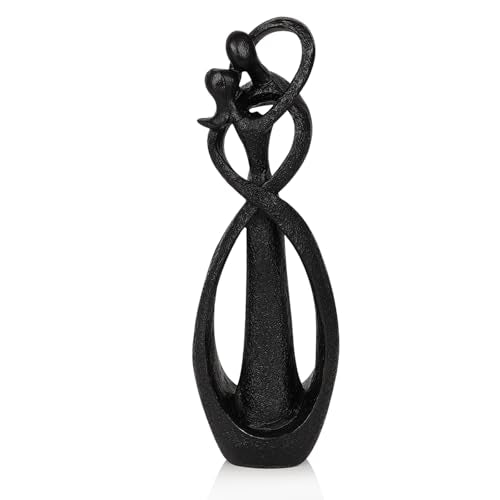 Trycooling Kissing Lovers Statue Abstract Sculpture Resin Statues for Home Decor Modern Home Office Desktop Shelf Bookshelf Decor (Black, Small) - color: Black, size: Small
