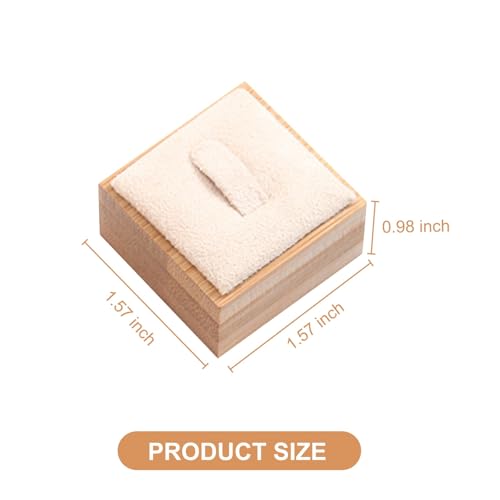 2Pcs Bamboo Ring Display Stand Velvet Jewelry Holder Props Single Rings Displays Box for Finger Jewelry Storage Wood Ring Holders Organizer for Showcase Countertop Drawer