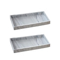 2PCS 7.87” L x 3.93” W Silicone Soap Dispenser Trays, Bathroom Sink Vanity Tray for Dresser Tops, Toilet, Tray for Scrubber, Lotion Bottles, Perfume, Jewelry, Candle, Key Trinket Ring-White Marble - color: Marble Gray（2pcs Small 7.87”）