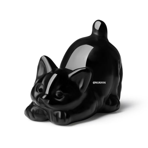 2" Black Cat Figurines Statue Sculpture Obsidian Crystals and Healing Stones Natural Gemstones Carved Kitten Cute Office Room Home Cat Decor Gifts for Mother Cat Lovers Women Men - color: Black-glossy Obsidian