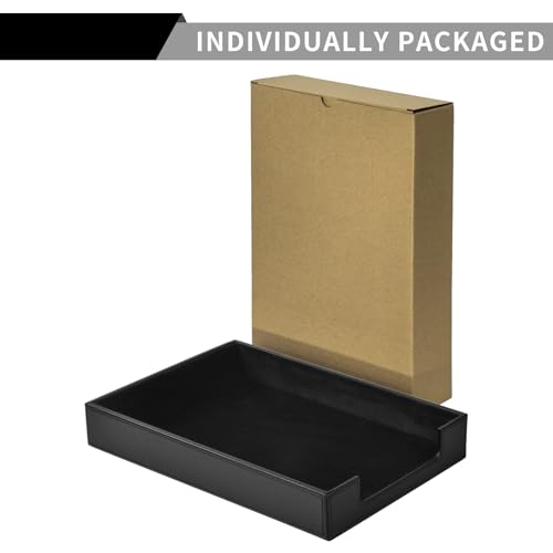 PU Leather Letter Tray - Load Documents Trays Front for Office Desktop Organizer - Desk Magazine, File, A4 Paper Holder - Paper Document File Holder (Black, A4-Tray) - color: Black