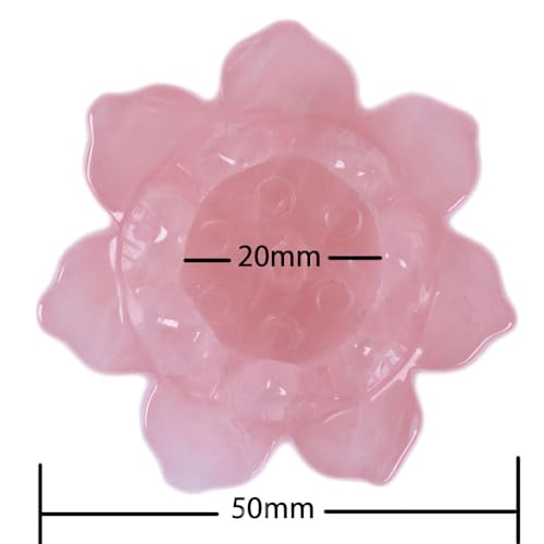 Justinstones Carved Rose Quartz Gemstone Lotus Flower Crystal Ball Stand - color: Flower