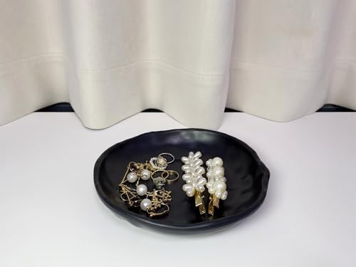 Key Bowl Black Key Dish for Hallways Small Trinket Dish Round Ring Bowl Decorative Jewelry Tray for Entryway Dresser Bathroom Decor