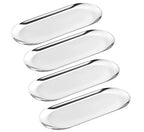 4 Pcs 7 Inch x 3.3 Inch Trinket Tray, Silver Stainless Steel, for Serving Trays Towel Storage Dish Plate Tea Fruit Trays Jewelry Plate Decorative Storage Tray