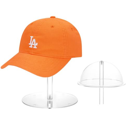 Acrylic Hat Display Stand, 8'' Clear Domed Baseball Cap Rack, Durable Tabletop Cowboy Hat Holder Wig Stand Hat Organizer Stand for Closet, Vendors, Counter, Salons - size: Fixed 8" - 1 Pack
