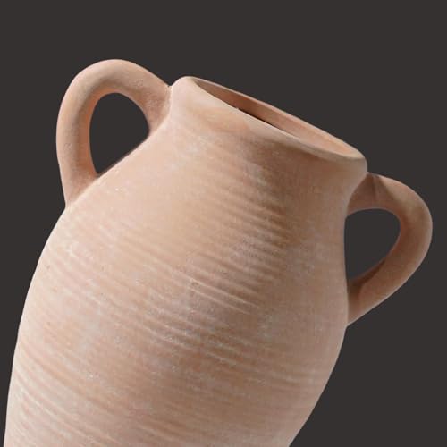 Sunddo Terracotta Vase with 2 Handles, 8 inch Rustic Ceramic Vase, Farmhouse Decor, Table Living Room Bedroom Fireplace Decor - color: Rustic Terra - 8, size: 8 Inch
