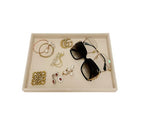 Premium Grade Multi Function Beige Velvet Jewelry Collection Accessaries Organization Tray Display Show Tray Home Store Drawer Divider Insert Closet Organizer - color: Jewelry Open Tray