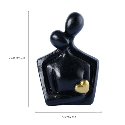 Abstract Couple Sculptures Statues for Home Decor Resin Love Statue Modern Tv Stand Decor Small Decor for Shelves Romantic Bedroom Decor for Couples, Black - color: Black