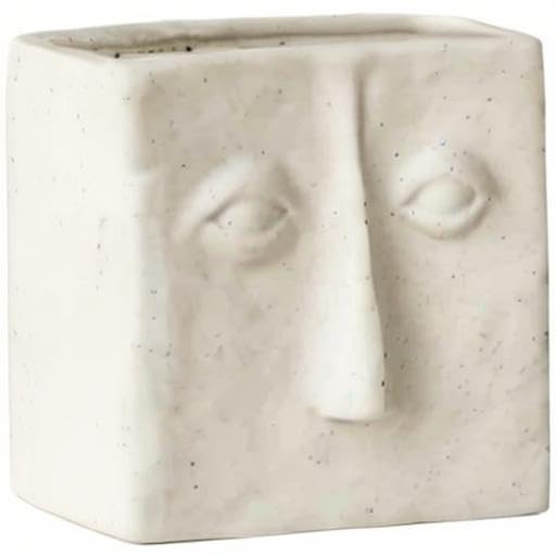 WENSHUO Abstract Square Face Pen Holder, Modern and Minimalistic Desk Accessories (Crème) - color: Crème