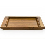 PANDAWOOD Wood Serving Tray - Large Acacia Wooden Tray for Coffee Table Ottoman - Ottoman Tray Decor - Rectangle Wood Tray for Kitchen Counter 15.7"x11"