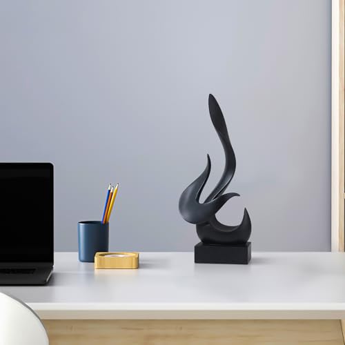 Modern Flame Sculpture Decor Flame Statue Resin Sculptures Abstract Art Figurines Centerpiece Sculpture for Home Decor Living Room Stand Coffee Table Office Decor(Black-B) - color: Medium Black-b