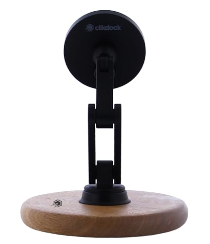 ClikDock Cell Phone Magnetic Wireless Charger Stand, 360° Spin, Aluminum Construction, Compatible with MagSafe Phones for iPhone & Andriod (Oak Wood) - color: Oak Wood