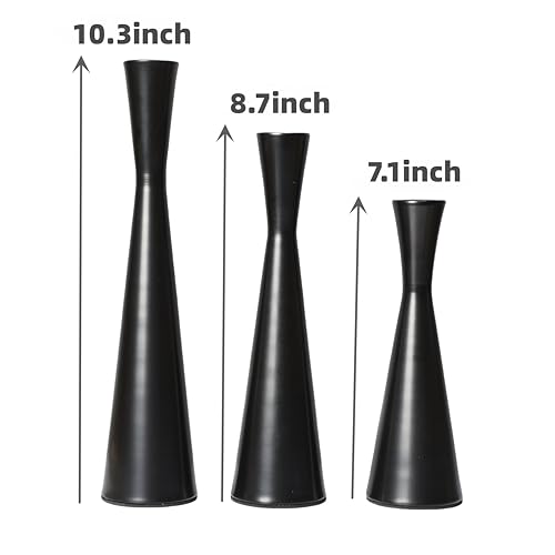 Set of 3 Taper Candle Holders Metal Candlestick Holders Table Mantel Decorative Candle Stand for Dinning,Party，Wedding,Home Decor(Matte Black) - color: Matte Black