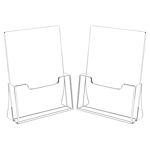 HIIMIEI Brochure Holder 8.5 x 11 inches, Acrylic Flyer Holder with 2 Pack, Plastic Stands for Displaying Magazines, Pamphlets, Literature, Brochures, Booklets, Menu - size: 8.5''x11''