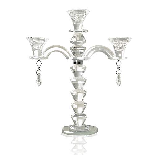 allgala Candle Holder, 3-Arm Crystal Candelabra Taper Candlestick Candle Holder Centerpiece for Home Wedding Event and Party Festival - size: 3 Arm