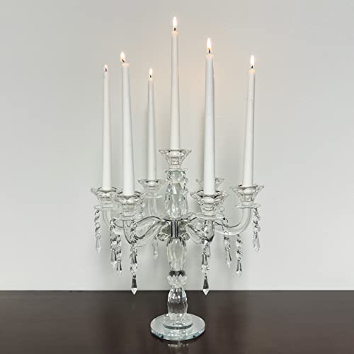 allgala Crystal Candle Holder - 7-Arm 14 Inch Crystal Taper Candlestick Candelabra - Centerpiece for Home Wedding Event and Party Festival - size: 7 Arm