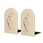 Single Line Minimalist Female Bookends for Shelves 2 Pcs Wooden Book Stopper Organizer for Home Office Libraries