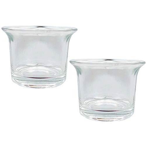 2Pcs Round Clear Glass Cups Votive Candles Cup Holder Empty Small Cup for DIY Candles Aromatherapy Making, Birthday Party, Wedding Decorations and Dinner Centerpieces, 64 x 45MM