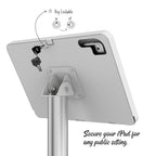 Tablet Floor Stand Compatible with 10.2" iPad 7 8 9, Rotate Lockable Metal Tablet Enclosure+Aluminum Pole+Metal Base - BSF302WT - color: White, size: iPad 7/8/9 (10.2")