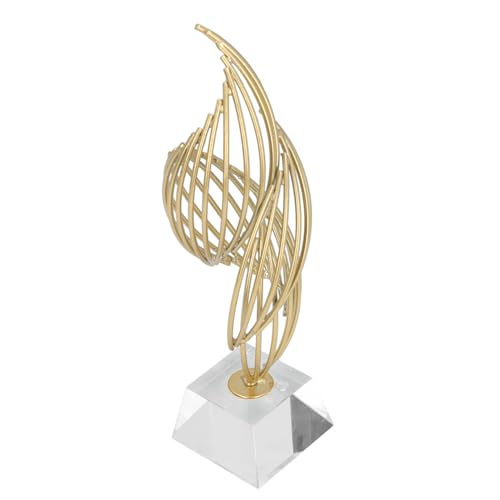 Metal Abstract Decorative Sculpture with Base Modern Luxury Metal Abstract Art Home Decor Statue for Desk Shelf Decor (Crystal White) - size: Crystal White