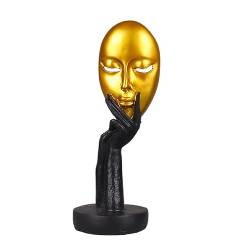 Elegant Abstract Thinking Woman Resin Sculpture - Modern Minimalist Geometric Decor, 7 Colors, 2 Sizes (12" and 15") - Contemporary Art for Living Room and Study (Black Gold 12 inch) - color: Black Gold 12 Inch