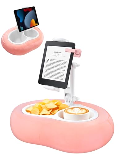 Tablet Pillow Stand, Compatible with 4.7"-12.9" Kindle, iPad, Phone/Tablet, Google, 360° Rotating Phone Holder for Bed, Detachable Bowl, Reading and Relaxation on Bed, Pink, Small (Velvet Pillow) - color: Pink