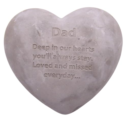 Wowser Heart Shaped Memorial Stone, Sympathy Gift, Remembrance Garden Accent, 6 Inches (Dad)