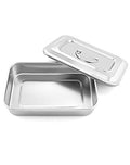QWORK 201 Stainless Steel Instrument Tray Organizer Holder with Lid and Handle Grip for Lab Science Instruments, 9.5" x 6.3" x 2"