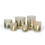 Two's Company Winter Forest Frosted Glass Candleholders, Glass, Set of 6, 82362