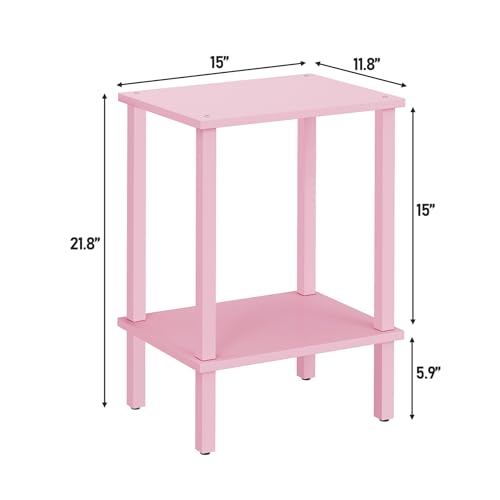TUTOTAK End Table, Side Table, Nightstand, 2-Tier Storage Shelf, Sofa Side Table for Small Space, Living Room, Bed Room Pink TB01BP034 - color: Pink