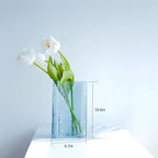 Blue Glass Flower Vase 10.6" Tall, 3lb Heavy Art Vases for Home Decor - Unique Decorative Centerpiece for Fresh/Dried Flowers, Modern Table Vase with Sturdy Base