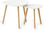 BAMEOS Bamboo Nesting Triangle End Table,Set of 2 Side Table Modern Minimalist Coffee Table for Living Room, Balcony in White - color: White