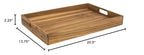 Lipper International Teak Wood Large Serving Tray with Cutout Handles, 20-1/2" x 13-3/4" x 2-2/5"