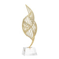 Spiral Mesh Sculpture Gold Abstract Art Decor Modern Luxury Home Decoration Desk Shelf Figurines 10.2 Inch for Living Room Bedroom Office (Crystal White) - size: Crystal White