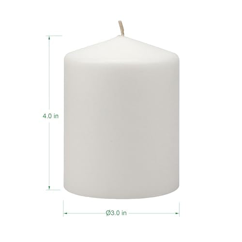 Stonebriar 3 Pack Tall 3 x 4 Inch 35 Hour Long Burning Unscented White Wax Pillar Candles - size: 3" x 4", style: Pack of 3