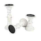 Candle Holder Stand Wooden, Pillar Candle Holders, Unity Candle Holders, Rounded Turned Colums, Country Style Ideal for Gift, Wedding, Christmas, Party, Spa - 10,8,6 Inch- Set of 3 - Antique White - color: Antique White, size: 10,8,6 Inch Set of 3 - Mid C