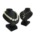 Mini Pendant Jewelry Display Stand Bust White PU Holder Black Velvet Mannequin Necklace Stand Wooden Portrait Model 11cm (Black PU) - color: Black PU