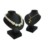 Mini Pendant Jewelry Display Stand Bust White PU Holder Black Velvet Mannequin Necklace Stand Wooden Portrait Model 11cm (Black PU) - color: Black PU