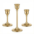 3 Pcs Bell-Shape Gold Candlestick Holders - 7" & 4.7" Tall Taper Candle Holders for Elegant Table Centerpiece and Home Decor