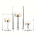 Glass Hurricane Candle Holder, 3pcs Clear Cylinder Candle Holders Bulk for Pillar Candles, Open Ended Glass Candle Pedestal for Wedding Centerpieces Tables, Party, Event(No.01) - size: No.01