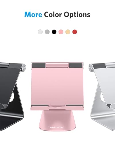 OMOTON Tablet Stand Holder Adjustable, T1 Desktop Aluminum Tablet Dock Cradle Compatible with iPad Air/Mini, iPad 10.2/9.7, iPad Pro 11/12.9, Samsung Tab and More, Rose Gold - color: Rose Gold