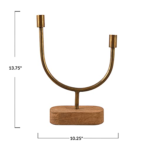 Main + Mesa Asymmetrical Wood and Metal Candle Holder - size: 13.75"H