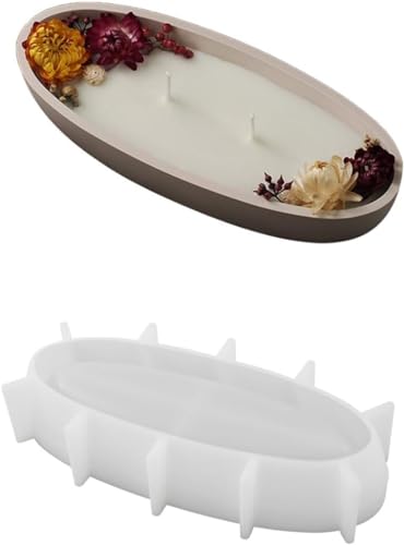 Oval Candle Boat Jar Molds, Creative Silicone Vessels Pot Molds, Concrete Container Storage Tray Making Moulds for Storage Holder Jewelry Box Vase Aroma Cup (S) - color: S