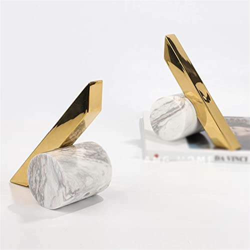 Bookends Decorative Modern Light Luxury Bookends Bookcase Storage Study Desktop Ornament Fashion Ornament Bookshelf Office Non Skid Book Stoppers Bookends for Shelves