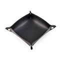 SANQIANWAN PU Leather Arc Edge Jewelry Valet Tray for Man and Women, Portable Mini Entryway Table Tray Bedside Nightstand Desk Tray Small Travel Dish Plate for Key,Wallet,Watch,Coin (Black) - color: Black
