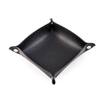 SANQIANWAN PU Leather Arc Edge Jewelry Valet Tray for Man and Women, Portable Mini Entryway Table Tray Bedside Nightstand Desk Tray Small Travel Dish Plate for Key,Wallet,Watch,Coin (Black) - color: Black
