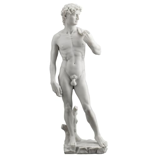 Veronese Design 20 1/8 Inch David by Michelangelo Resin Sculpture Painted Marble White Finish - size: Large